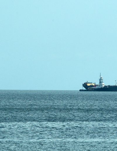 Oil tanker near an offshore oil platform
