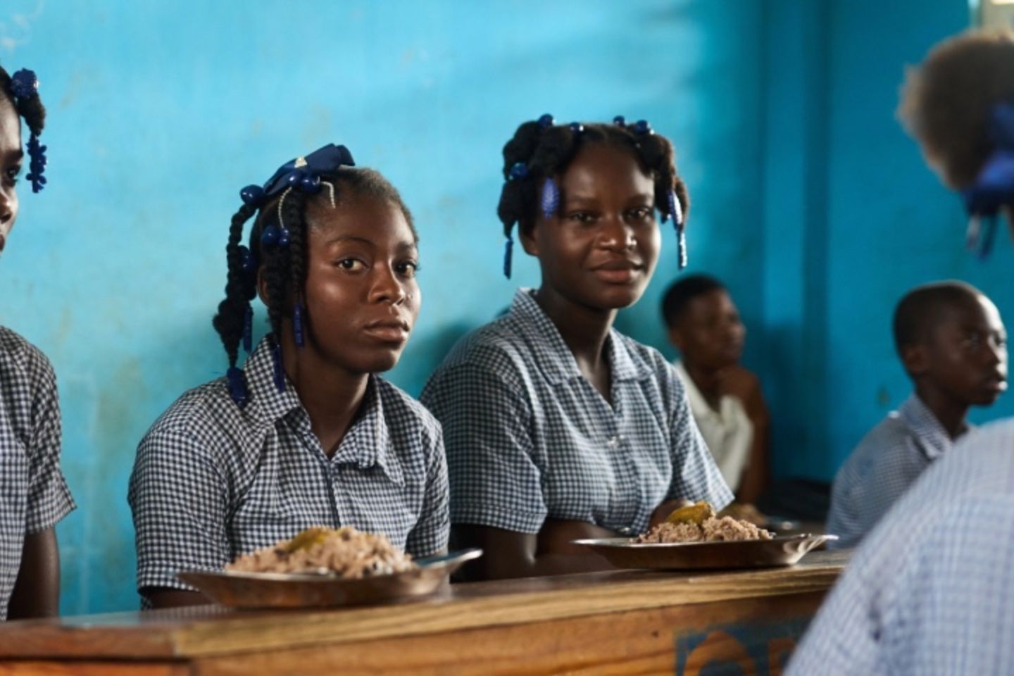 School feeding, kids at school in Haiti