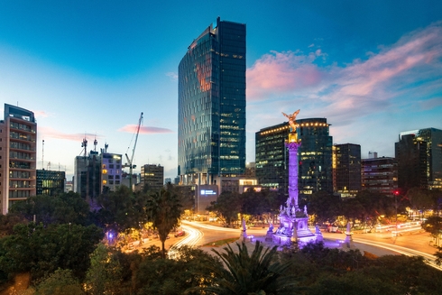 Vista panorámica de El Ángel de la Independiencia en Ciudad de México. Mexico - Banco Interamericano de Desarrollo - BID