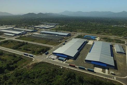 Aerial view of a large warehouse