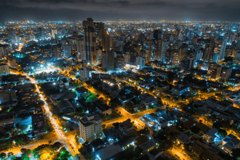 City landscape at night - Alliance for Secutiry - Inter American Development Bank - IDB