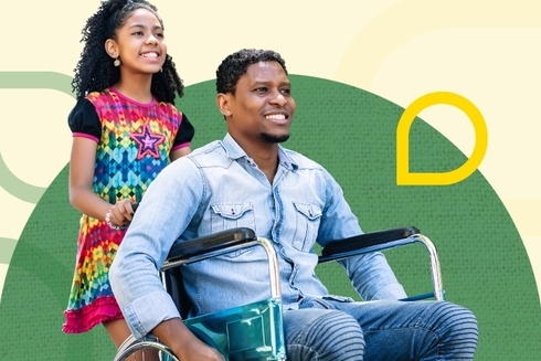 Girl helping a man in a wheelchair - BIDAcademy - Inter American Development Bank - IDB